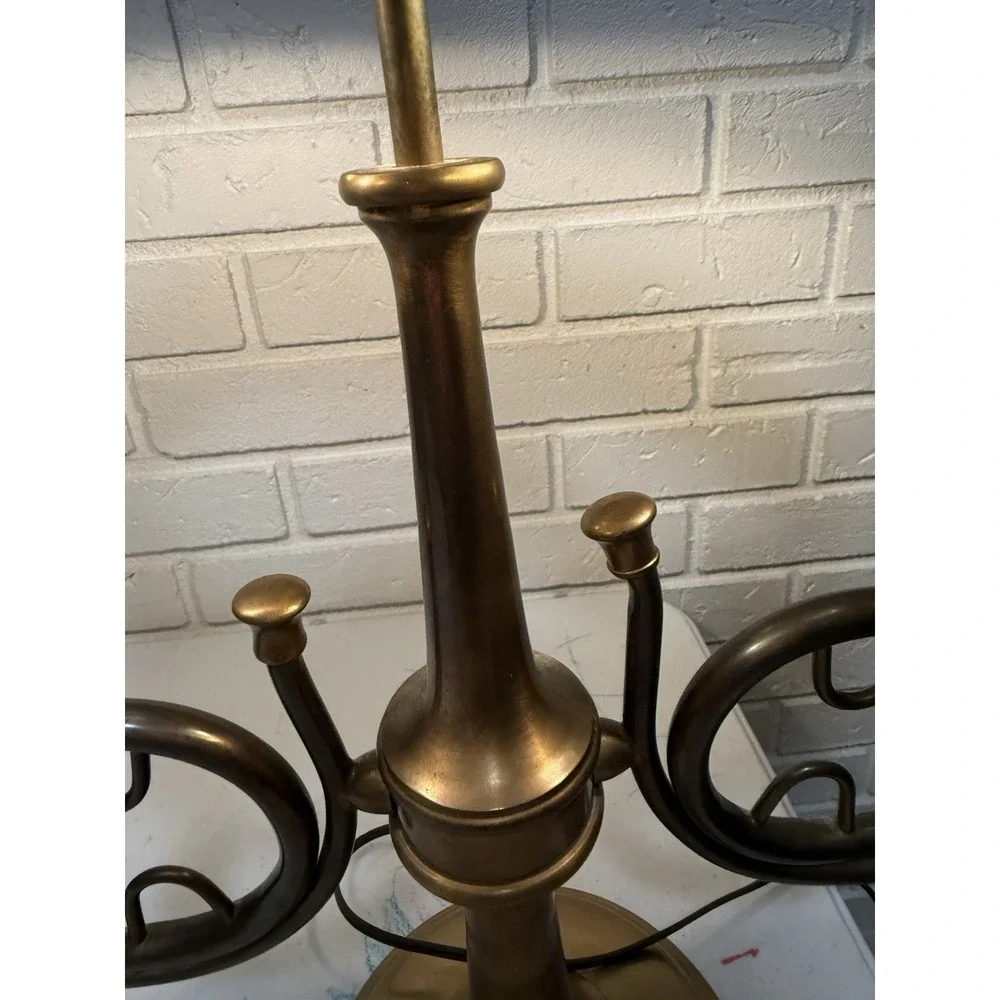 Classic Chapman French Horn Style Buillotte Lamp with Oblong Metal Shade 29